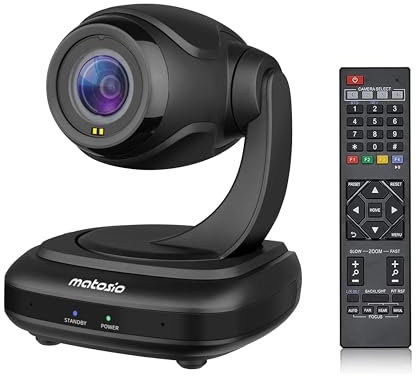 Matosio FoxPro - Cámara de videoconferencia PTZ 1080P, AI Face Tracking, Zoom Óptico sin pérdida, Autofocus, 2 micrófonos Integrados antirruidos, Mando a Distancia, Compatible con Zoom/MS Teams