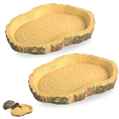 Schildkröten Zubehör, 2 Stücke Wasserschale terrarium,Schildkröten zubehör,Reptilien Wasserschale, Futterschale,Terrarium Trinkschale, Wassernapf, Schale,Zubehör für Schlange, Schildkröte, Gecko