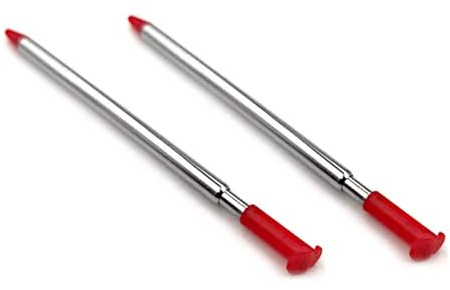 Lot de 2 stylets rétractables extensibles en métal rouge compatibles avec la nouvelle 3DS (2015)
