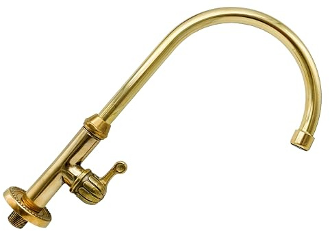 L'ARTISTICA F.LLI PERINCIOLI | Rubinetto Monoforo a Colonna Bocca Alta Girevole a Tubo, Rubinetto in Ottone Monoforo con Canna Alta Girevole per Interno ed Esterno, 365x185mm