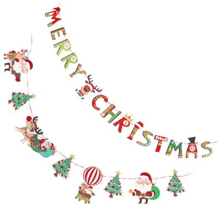 CIYODO Papier Weihnachten Banner Chic Party Dekorative Girlande Fahnen Für Weihnachtsfeiern Und Dekorationen