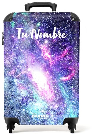 NoBoringSuitcases.com® Koffer Personalisiert, Kabinenkoffer 10kg - 55x40x20cm Handgepäck Trolley, Koffer Kinder - Kinder Trolley - Galaxie - Leicht - Koffer mit Namen