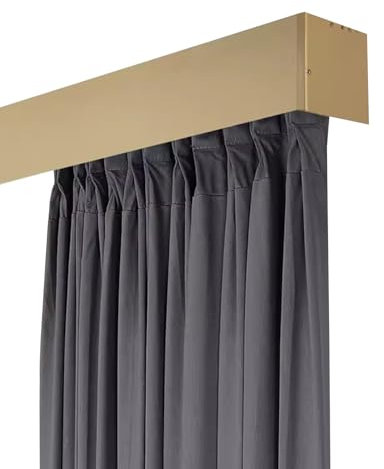Aluminium Vorhang Dreiineins, für Erkerfenster, Wandmontage, Doppelschiene mit Raumtrenner und Schabrack, Deko 290 cm