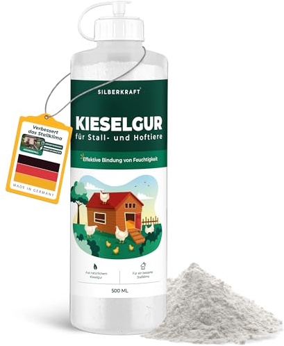 Silberkraft Kieselgur 500 ml für Stall- und Hoftiere, natürliche Feuchtigkeitsbindung, verbessert Stallklima, aus reinem Kieselgur, geeignet für Hühner, Pferde, Kleintiere