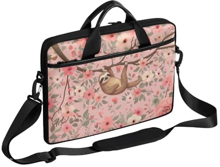 Funda para portátil de 13 a 15 pulgadas, diseño de perezoso con flores y perezosos, bolsa de mano, maletín para niñas, niños, hombres y mujeres, color, 13-15 in