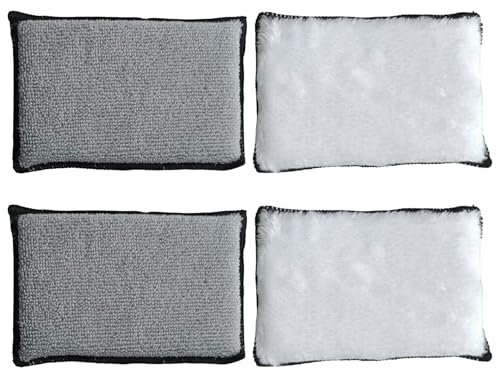 4 Pcs Car Double Sided Velvet Towel, Car Cleaning Sponge, Double Sided Scrubber Detailing PadsCar Scrub Pads, Washing Scrubbing Sponge for Car-Upholstery, Microfiber Cloth Scrubber Detailing Pads