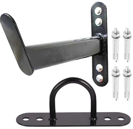 Soporte de cuerda de entrenamiento – Ancla de pared compacta, soporte de apoyo fuerte, luz de fitness negra | rack de cuerdas fijas, mango de anillo robusto, bomba de instalación estable, sótano