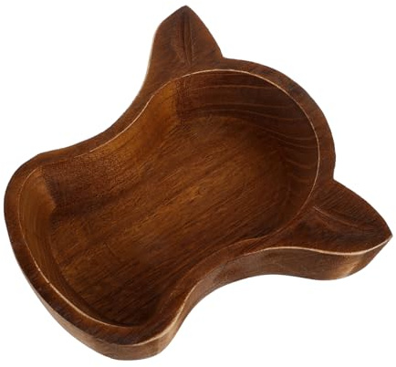 ELAYARD Cuenco de Madera con Diseño de Cabeza de Vaca Bandeja para Frutas y Aperitivos Plato Decorativo para Cocina y Hogar Resistente y Reutilizable Color Marrón Oscuro