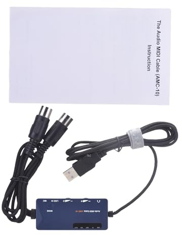 Kavolet Interfaccia Adattatore da MIDI a USB per Apparecchiature da Studio di Registrazione, Effetti Plug and Play Integrati per Tastiere/microfoni, Cavo in PVC Blu Lungo 6,6 Piedi (Interfaccia da