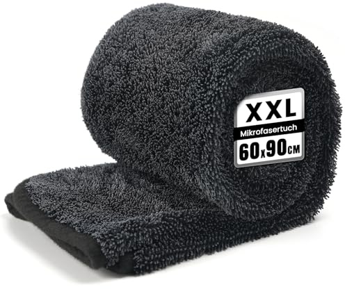 Auto trockentuch XXL Size für hochwertige Autopflege, großes Mikrofasertuch 90x60 cm. Für trockenes, absorbierendes Poliertuch Reinigungstuch, Trocknung der Karosserie flauschig und kratzfrei (1)