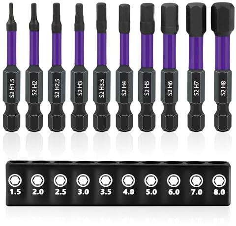 Punte avvitatore esagonale, magnetiche 50 mm esagonali asta cacciavite testa 1/4 punta cacciavite esagonale asta scatola terminale S2 acciaio avvitatore a brugola set per trapani senza fili trapano a