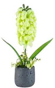 BEGONDIS Artificial Hyacinth Potted Plant, Faux Flower in Black Pot, Home Dinning Room Decoration(Green)