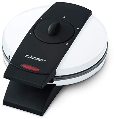 Cloer 261 Gofrera para gofres helados, 800 vatios, Área de horneado 14,5 cm, con revestimiento antiadherente, Grado de dorado variable con la barra perilla, blanco, metal