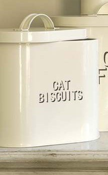 The Contemporary Home Cream Enamel Metal Dry Cat Food Storage