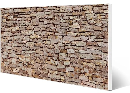 banjado Magnettafel weiß 78 x 37cm / Magnetwand Metall/Magnetpinnwand als Memoboard/Pinnwand Magnettafel Küche, Büro, Kinderzimmer inkl. 4 Magnete & Montageset - Motiv Stadtmauer