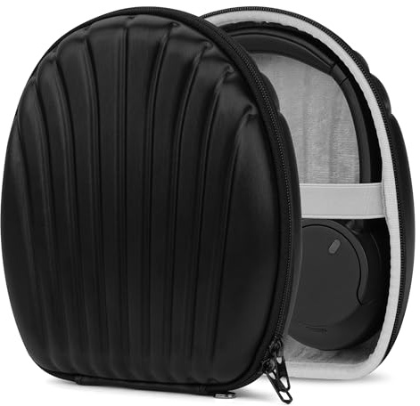 Geekria Shield Case Compatible with Sony WH-CH720N, WH-1000XM6, WH-1000XM5, WH-ULT900N and More, Replacement Protective Hard Shell Travel Carrying Bag with Cable Storage (SeaShell Black)