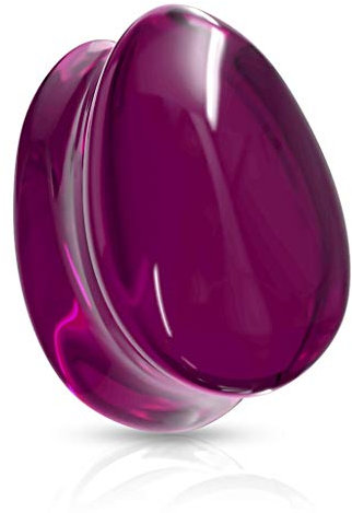 beyoutifulthings Ohr-Plug Tränen-Tropfen Glas Ohr-Piercing Ohr-Schmuck Tunnel Double Flared Sattel-Verschluss Lila 8mm