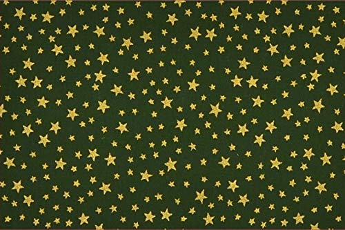 Fabrics-City grün Weihnachtsstoff Sterne bedruckt Baumwolle für Dekorationen, Nähprojekte & Bastelideen, ideal Weihnachten, Stoff zum Nähen Kleben, Dekostoff, 5020