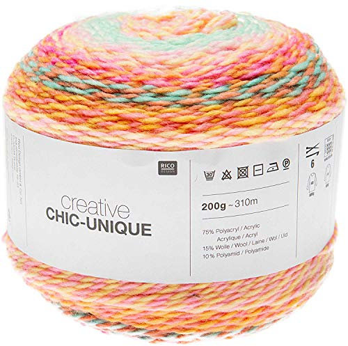Rico Creative Chic-Unique, Farbverlaufswolle zum Häkeln oder Stricken, Bobbel Wolle Farbverlauf (005)