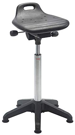 Arbeitshocker Stehhilfe, 62-88 cm Sitzhöhe, mit Griff, Fußkreuz, schwarz