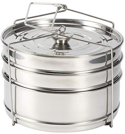 Sartenes de vaporera apilables, juego de ollas de acero inoxidable de 3 niveles, ollas a presión para cocinar, accesorios para ollas a presión con mango plegable, para hornear, verduras, carne