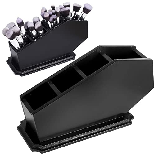 CEFRECO Sarg-Pinselhalter – Gothic-Holz-Make-up-Organizer für Schminktisch – gruselige Halloween-Dekoration für Badezimmer, Wohnzimmer oder Schlafzimmer – Hexengeschenke für Frauen – Schwarz – 28,9 x