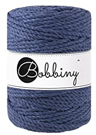 Bobbiny Oeko-Tex Premium Makramee Garn aus ökologischer Baumwolle 5 mm x 100 m (Jeans)