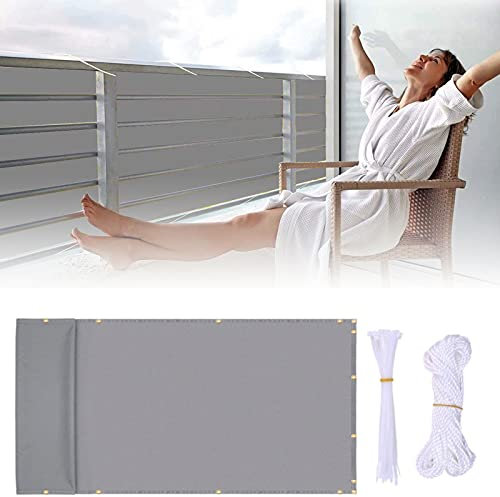 Sichtschutz Anthrazit, Sichtschutz Balkon, Balkonverkleidung Sichtschutz Wetterfest Und Uv-Schutz, Blickdichte 100% PrivatsphäRe Mit Kabelbinder Und Kordel, für Den Gartenzaun Oder Balkon,0.9*9m