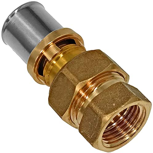 MegaHaustechnik Verschraubung 2-teilig mit 3/4 Zoll Innengewinde IG Pressfitting aus Messing für Mehrschichtverbundrohr 16x2 mm Außendurchmesser x Wandstärke Trinkwasser geeignet TH U Profil Kontur