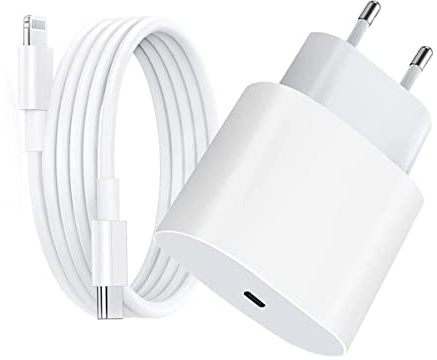 Unique Secure Certifié Apple MFi - Chargeur Mural USB C de 20 W avec câble USB C vers Lightning de 1 m - Chargeur Rapide USB-C PD 3.0 - Blanc 001 - JBB-778