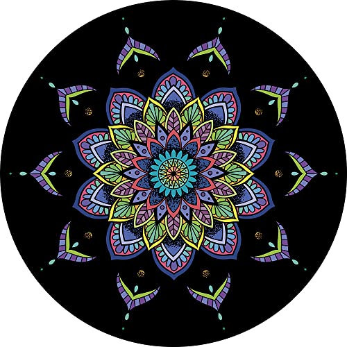 Mandala Runde Teppich Handwebteppich Böhmische Baumwollteppich Boho-Stil ​für Schlafzimmer Wohnzimmer Küche,I,Diameter 160cm