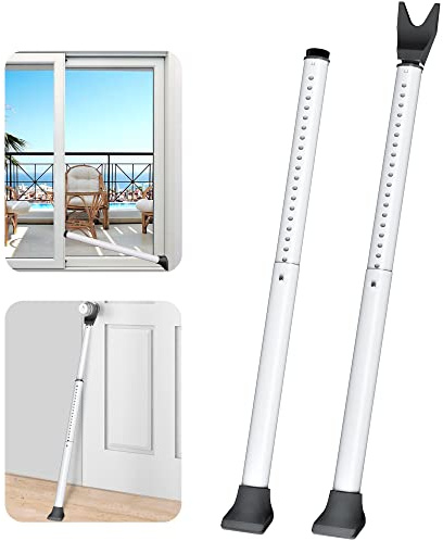 White 2P Door Security Bar Adjustable Door Bar Stopper for Home Apartment | patio door stay hold open: firm hold for sliding doors or windows.