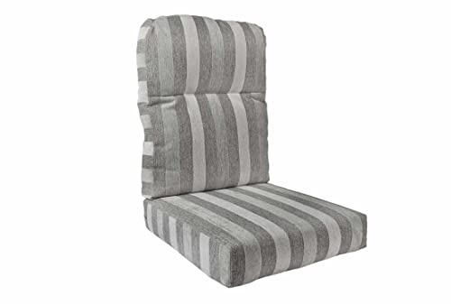 Desser Replacement Conservatory Cane Chair Cushion – Split Back Seat & Back Cushion for Chairs & Sofas – Stain Resistant Grey Cushion in Duke Grey Stripe Aquaclean Fabric with Dacron Wrap