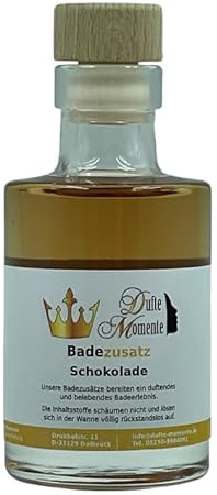 Dufte Momente Badezusatz Schokolade 100ml - hochwertiges Badeöl in attraktiver Glasflasche mit Korkmündung