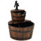 vidaXL Gartenbrunnen mit Pumpe, Brunnen mit Holzrahmen, Wasserbrunnen für Gartendekoration, Wasserfontäne Zierbrunnen, Massivholz Tanne