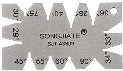 sourcing map Screw Thread Gauge Cutting Angle Gage Template 29° to 90° Multiple Angles Stainless Steel Lathes Measuring Tool, 2mm Thickness