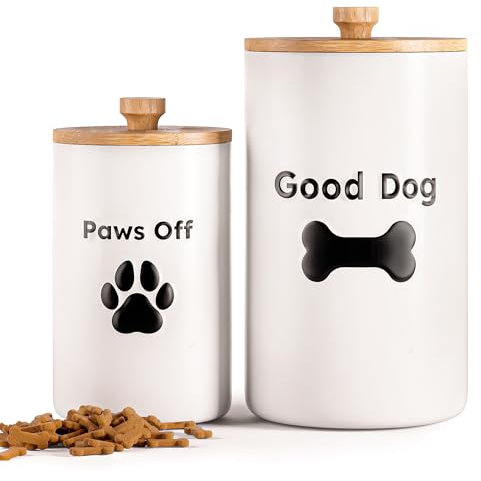 HB Design Co. Hunde-Leckerli-Behälter, luftdicht, 22,9 x 12,7 cm & 17,8 x 10,2 cm, Keramik, Leckerli-Behälter für Küchentheke, großes Leckerli-Glas mit Deckel, luftdicht, Hundekeksdose,