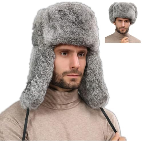 OSMARI Unisex Russische Wintermütze, Herren Winter Fliegermütze Russische Uschanka Hut mit Ohrenschützer Kappe Windbreaker
