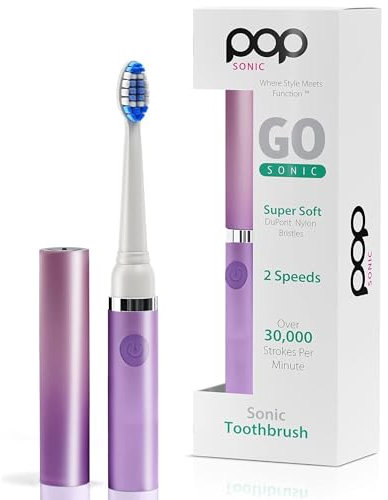 Go Sonic Pop Sonic Electric Toothbrush (Ombre) - Travel Toothbrushes w/AAA Battery | Kids Electric Toothbrushes with 2 Speed & 15,000-30,000 Strokes/Minute, Dupont Nylon Bristles (Ombre Purple)