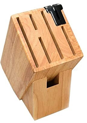JYARZ Knife Block Without Knives Rubber Wood Knife Holder With Sharpening Stone Universal Knife Holder For Safe Storage Of Large And Small Knives Kitchen Organizer