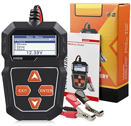 Comprobador de batería KW208 Probador de batería de coche 12V 100 a 200 0cca Herramientas de arranque de carga de la batería Circut Tester Analizador de 12 voltios de la batería Analizador del sistema