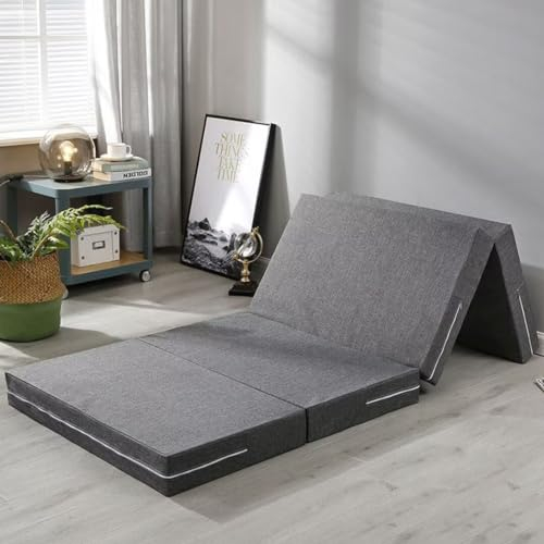 BohrenCL Klappmatratze 60x200, Gästematratze, Reisebett, Faltmatratze, Reisematratze Erwachsene, Grau, Leinen, 8*60*200cm