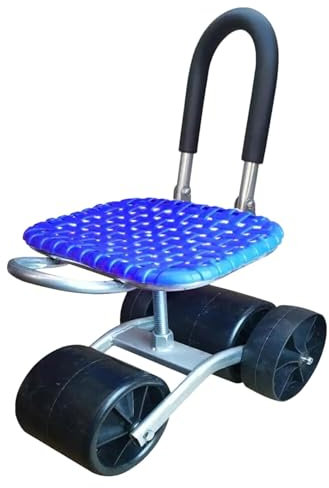 Janurium Gartenarbeitshocker – Gartenrollsitz, 360 Grad drehbarer Gartenstuhl, verstellbarer klappbarer Gartenwagen mit Höhenverstellung, rollbarer Gartenhocker für Outdoor-Gärten, Hofarbeit