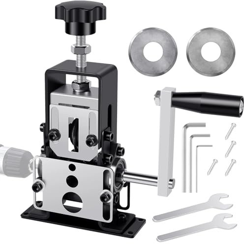 Cable Stripper Machine, Copper Wire Stripper Machine with 2 Blades, Manual Electric Drill Operation, Cable Strippers Tool with Hand Crank for 1-25mm Cable, Wire Stripping Tool Scrap Copper Recycling