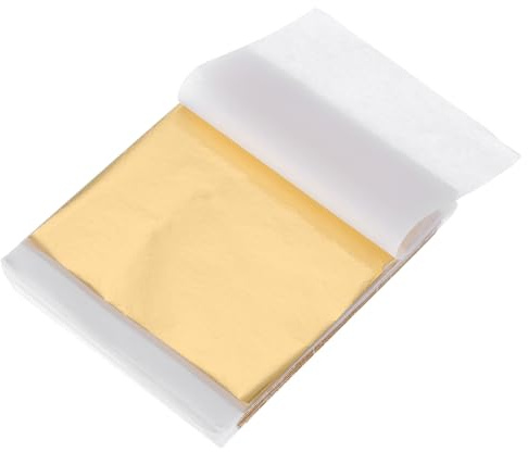 QUARKZMAN 200 Blatt Blattgold zum Basteln, 14 x 14 cm Imitation Goldfolie Goldflocken Goldpapier für Acrylmalerei Kunstprojekt Handwerk Möbel Dekoration Nägel Maniküre, Dunkelgold
