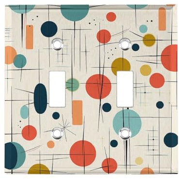 VFMKT Moderna Mid Century 2-Gang doppia interruttore copertura decorativa interruttore della luce piastra elettrica per camera da letto cucina decorazione casa 11,4 x 11,7 cm, stile