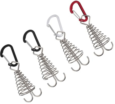 KOMBIUDA 4 Stück Zeltschnalle Entsprungen Zelte Haken Zeltdeck-befestigungsschnalle Zeltwindseilschnalle Campingzeltdeckschnalle Rostfreier Stahl