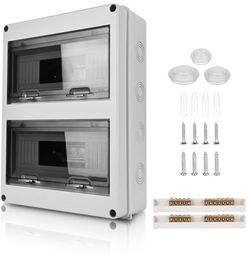 Quadro Elettrico Esterno, Scatola Elettrica da Esterno, Quadro Elettrico Interno di Distribuzione con 2 File, Quadro Elettrico 24 Moduli Impermeabile IP65, Scatola Elettrica da Parete per Giardino