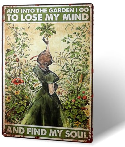 Vintage Metal Tin Sign Gardening Retro Fun Metal Tin Sign Hippie Girl Poster Vintage Sign Wall Decor I Go to Lose My Mind and Find My Soul for Home Bar Club Coffee Wall Decor (20cmx30cm)