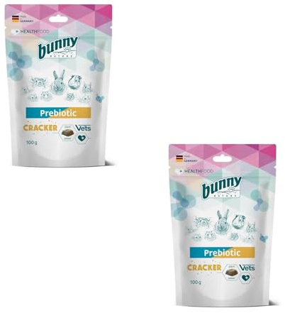 Bunny Prebiotic Cracker | Paquete doble 2 x 100 g | Complemento alimenticio para conejos y roedores enanos | Apoyo a la digestión | Insulina para salud intestinal